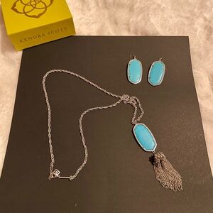 Kendra Scott Turquoise/Silver Necklace & Earring Set